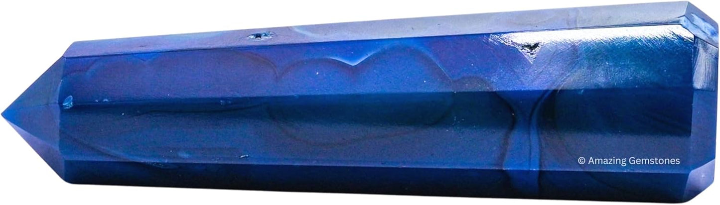 Amazing Gemstone Blue Agate Crystal Towers ~ Natural Healing Crystal Point Obelisk for Reiki Healing and Crystal Grid (2 to 3 INCH)