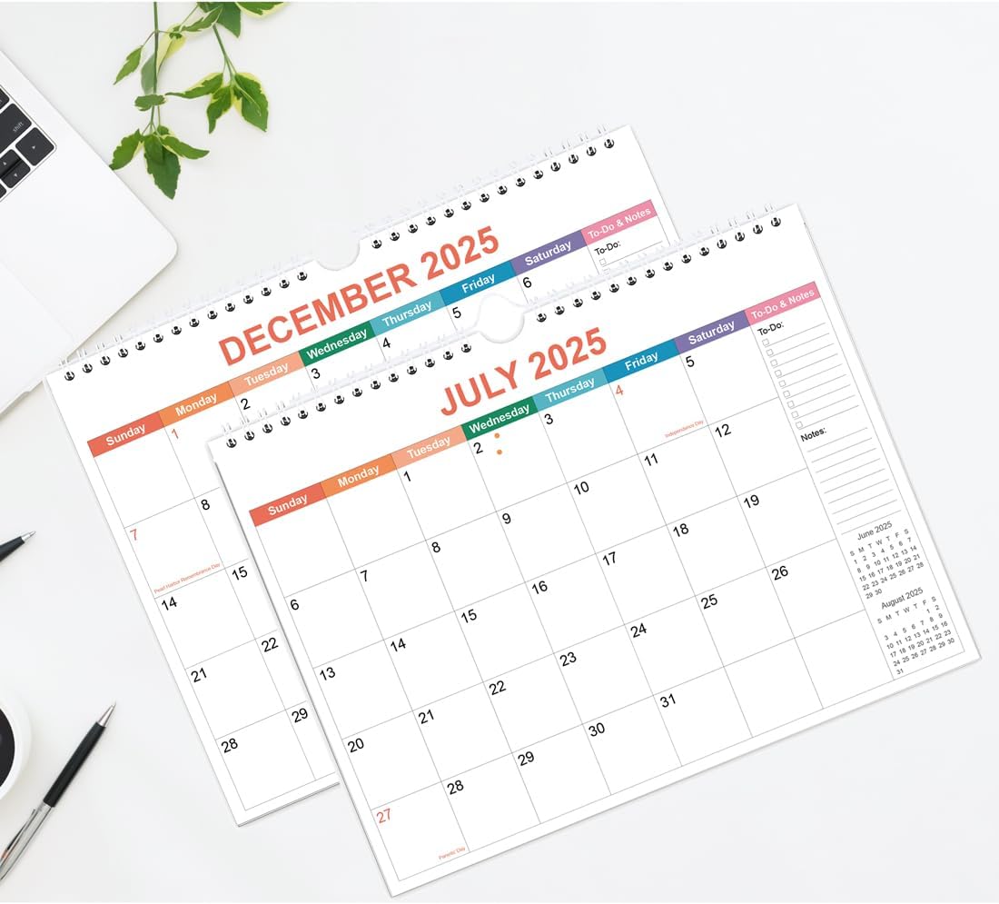 Calendar 2025-2026 - Wall Calendar from September 2025 to December 2026, 2025 Calendar with Premium Paper, Twin-Wire Binding & Hanging Hook, 11.5" x 14.5", Colorful