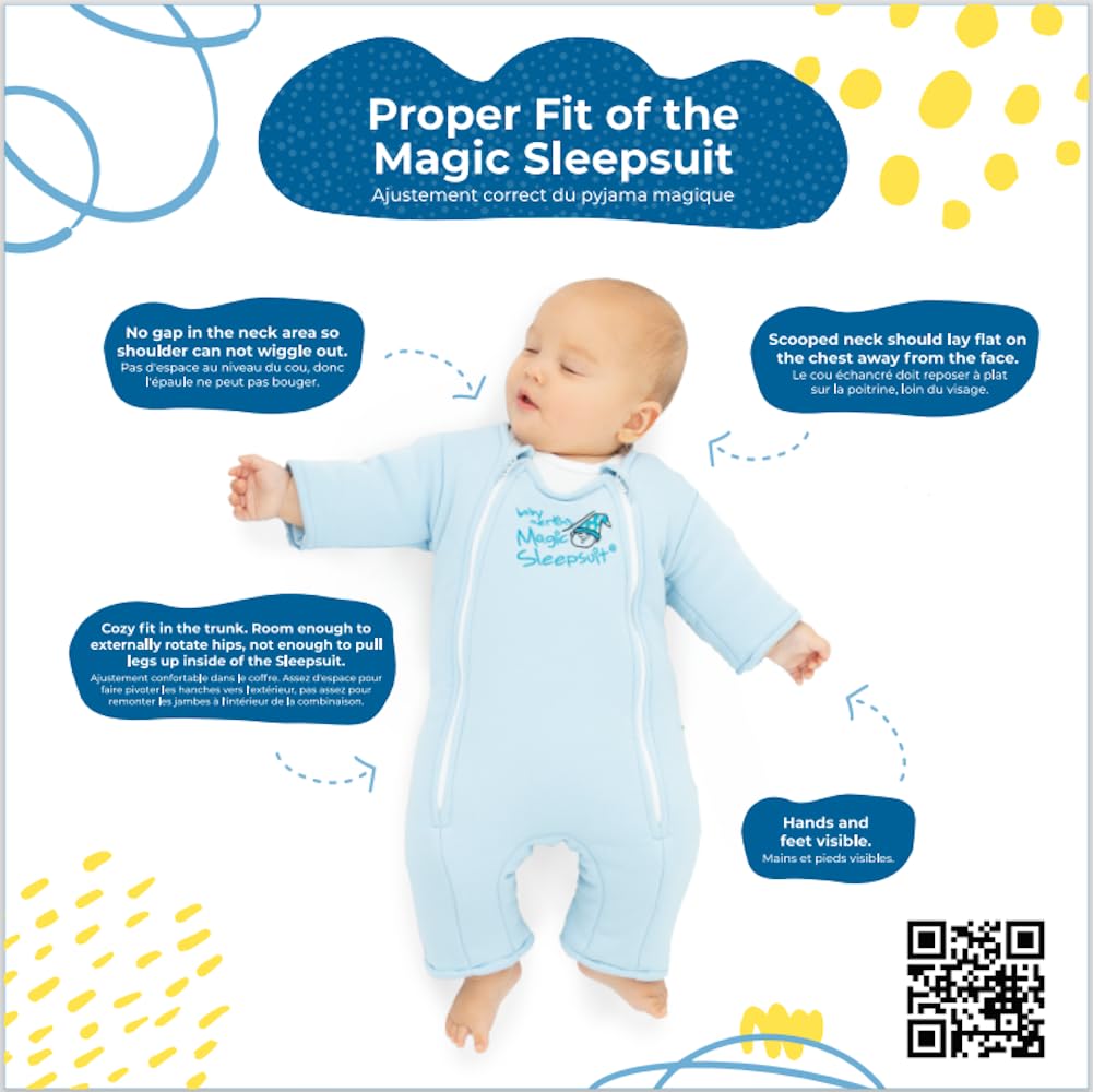 Baby Merlin's Magic Sleepsuit - Cotton Baby Swaddle Transition Product - Soft and Breathable Design, Double Zipper for Easy Diaper Changes, Promotes Safe Sleep - Blue - Large 18-21lbs