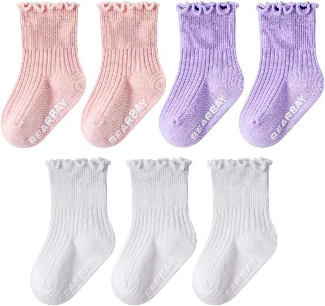 Baby Non Slip Ankle Socks with Grippers for 0 Months-7 Years Old Walking Socks