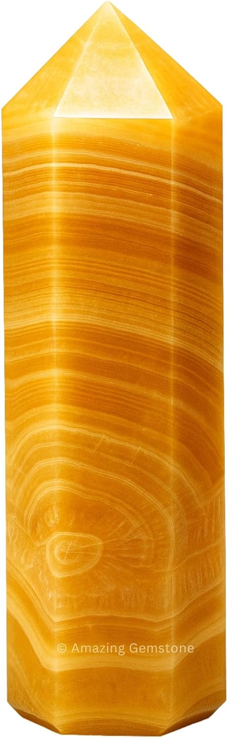 Amazing Gemstone Large Yellow Calcite Crystal Towers ~ Natural Healing Crystal Point Obelisk for Reiki Healing and Crystal Grid (5.5 to 6 INCH)