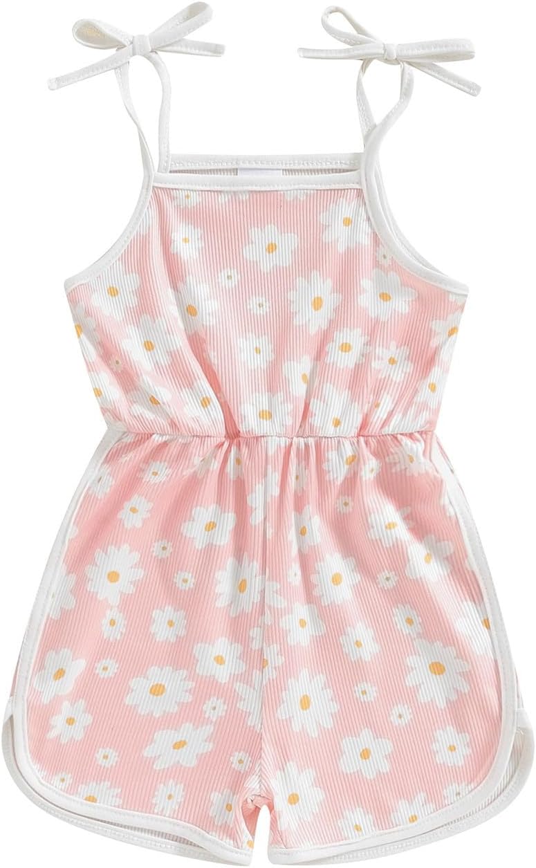 WZTYYDS Toddler Baby Girl Summer Clothes Floral Romper Tie-Up Strap Halter Jumpsuit Infant Summer Sling Playsuit 6M-3T