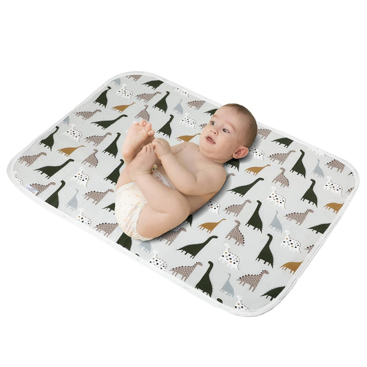 Baby Diaper Changing Pad, 21 5/8" x 31.5" Waterproof Changing Pad Liners - Reusable Soft and Absorbent Portable Changing Mat(Cute Dinosaur1PCS)