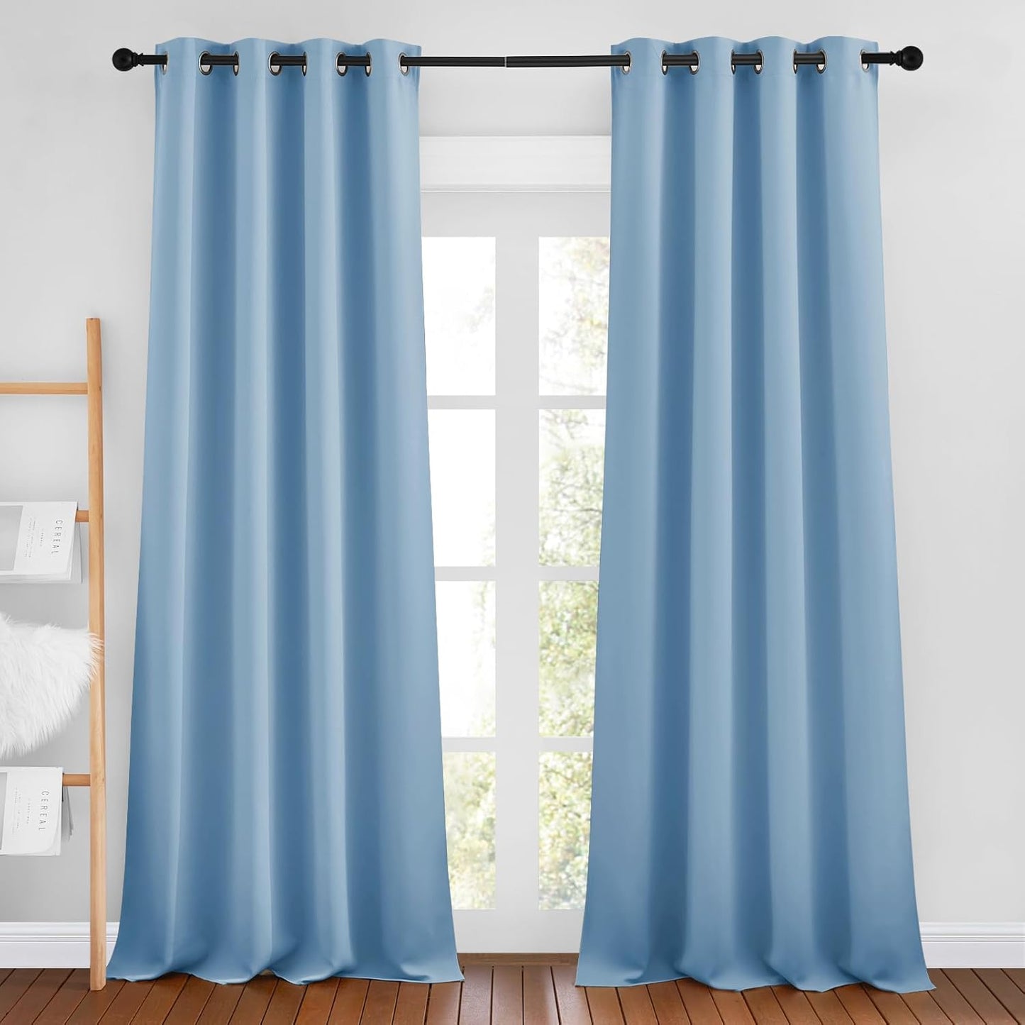 NICETOWN Blue Curtains 96 inches Long, Grommet Thermal Insulated Blackout Curtains Privacy Window Treatments for Boys Room/Living Room, W46 x L96, 2 Panels