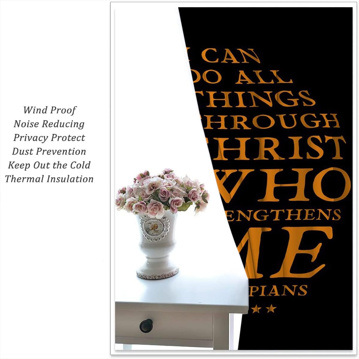 Basketball Blackout Curtains for Boy Girl Room Darkening Decor,Sport Theme and Motto Dark Background Bedroom Living Room Home Rod Pocket Thermal Insulated Window Curtain/Drapes Panel,55x63 Inch…