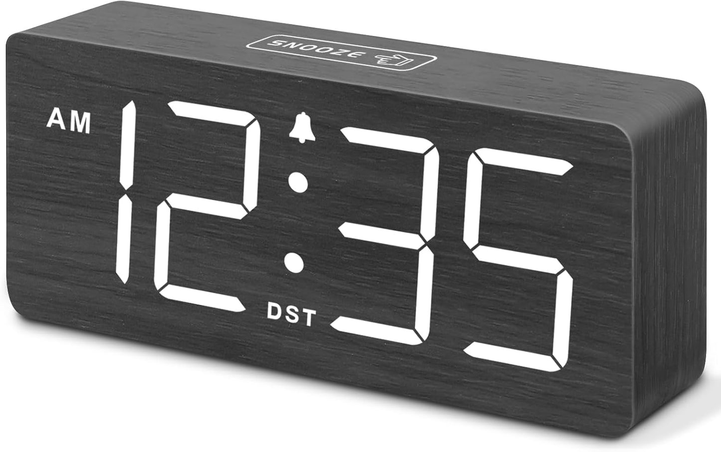 DreamSky Wooden Digital Alarm Clock for Bedroom - Loud Alarm Clock for Heavy Sleepers with Volume Control, Desk Clocks for Living Room with Large Numbers, Dimmer, DST, Wood Decor (Adapter Powered)