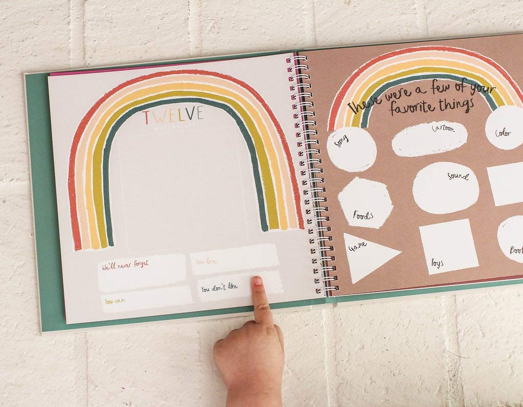 Lucy Darling Baby Memory Book – Little Rainbow | First 5 Years Journal & Photo Album | Gender-Neutral Milestone Keepsake for Baby Boy or Girl | New Mom Gift