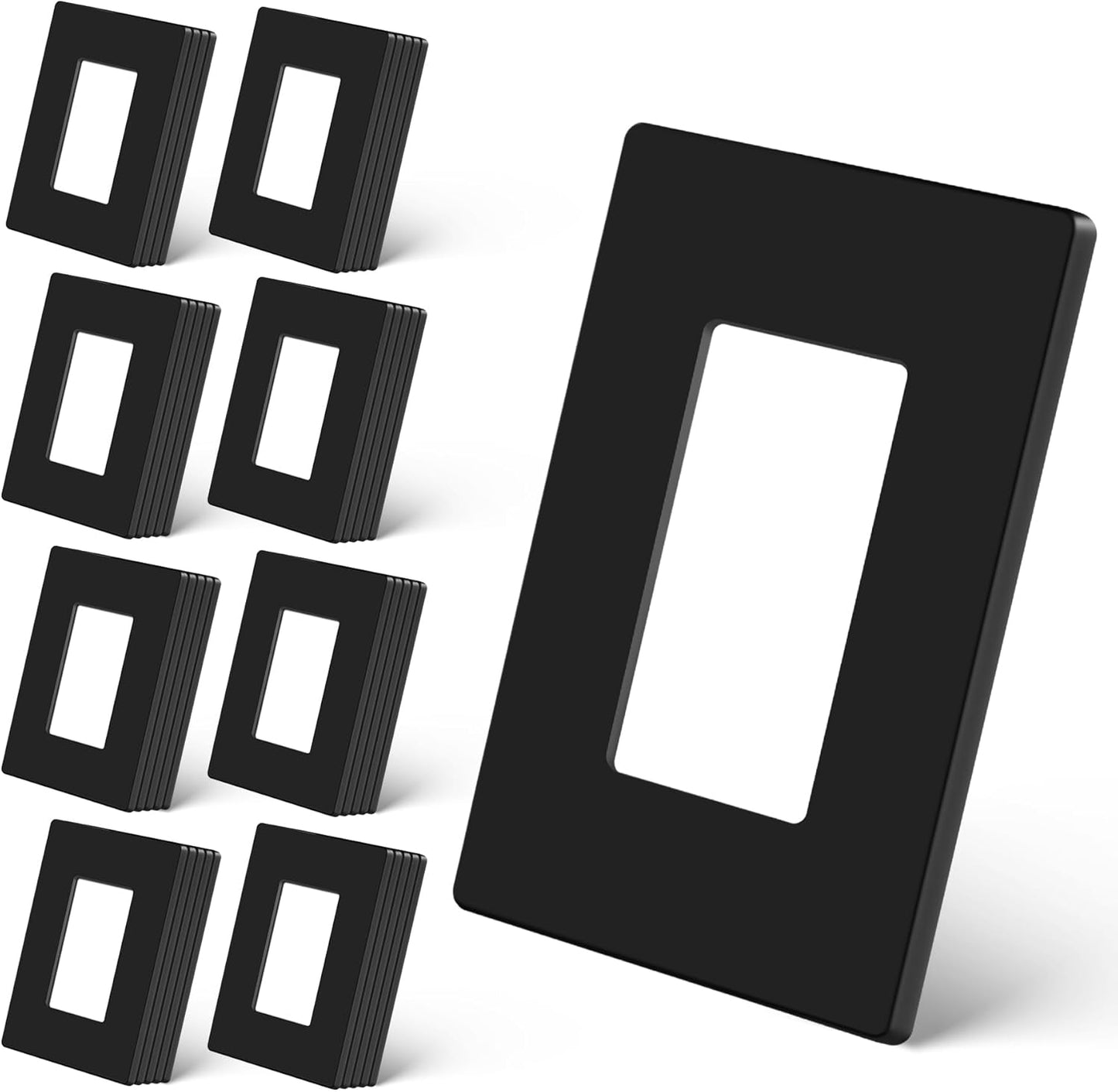 CML Black Screwless Wall Plates, 40 Pack Decorator Light Switch Covers, 1-Gang Decor Outlet Switch Plate, Standard Size 2.91”x4.68”, UL Listed, Glossy Finish