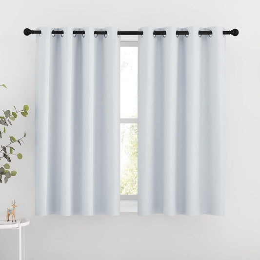 NICETOWN Room Darkening Curtain Panels - Window Treatment Thermal Insulated Grommet Light Blocking Curtains Drapes for Bedroom/Home Office (2 Panels, 46 by 54, Greyish White)