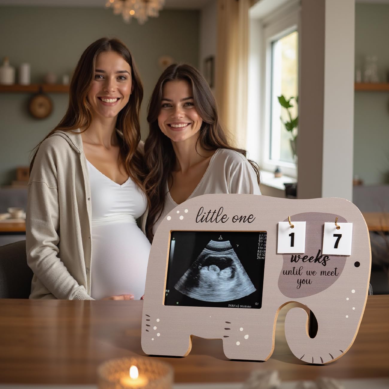 Ultrasound Picture Frames Sonogram Picture Frame with Countdown Weeks for Expecting Parents First Time Mama to be Pregnancy Gift Baby Keepsake Cut Photo