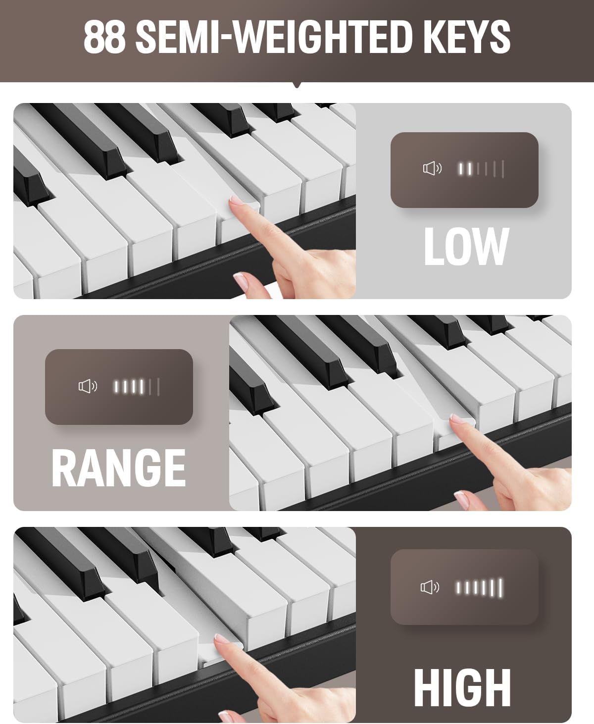 Finger Dance Folding Piano Keyboard 88 Keys, Portable Electric Keyboard with Bluetooth MIDI, Full Size Digital Piano, Wood Grain, Semi-Weighted, Touch Sensitive, with Storage Bag for Beginner
