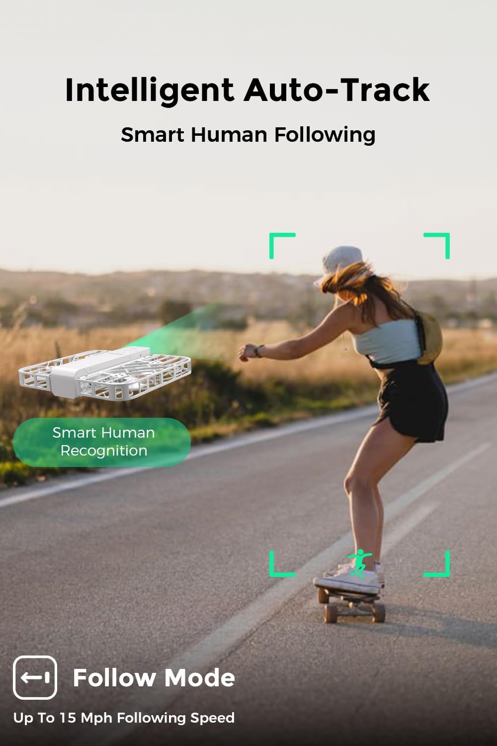 X1 Drone with Camera, Self-Flying Camera Drone with Follow Me Mode, Foldable Mini Drone with HDR Video Capture, Palm Takeoff, Intelligent Flight Paths, Hands-Free Control Black (Standard)