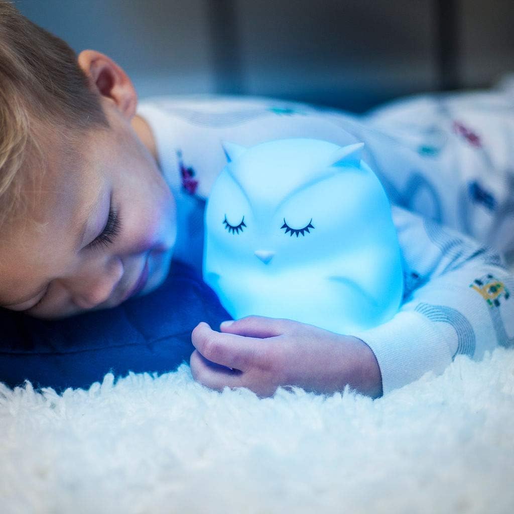 Lumipets Remote Control Silicone Night Light for Kids - Owl Design with 9 Soft Colors & Sleep Timer - Rechargeable, Battery-Operated Lamp for Bedroom | Baby Nursery, Toddler, Girls, Boys