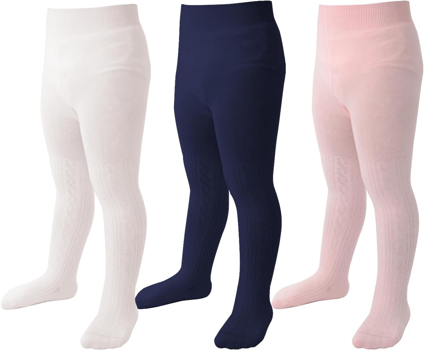 Marchare Baby Girls Tights Thick Solid Cable Knit Leggings Winter Warm Stockings For Toddler Girls 1/2/3/4/5 Pack