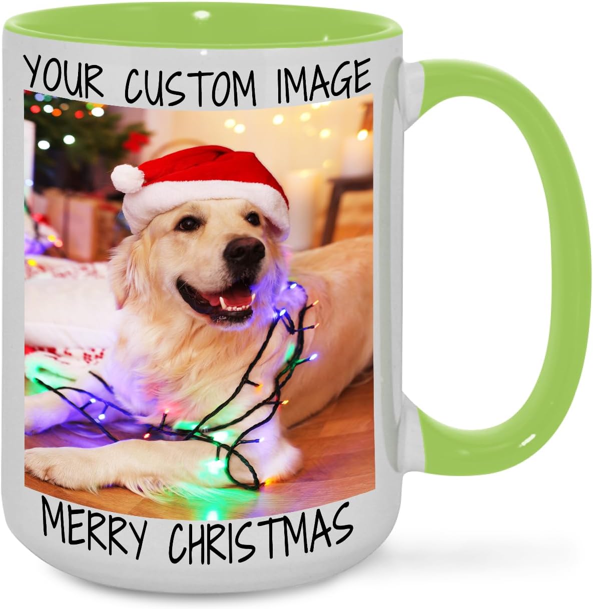 Ship Next Day Custom Mug Design Your Own Photo Text Personalized Picture Gifts for Women Men Customized Gifts Idea Personalized Coffee Mugs 15oz Light Green Handle