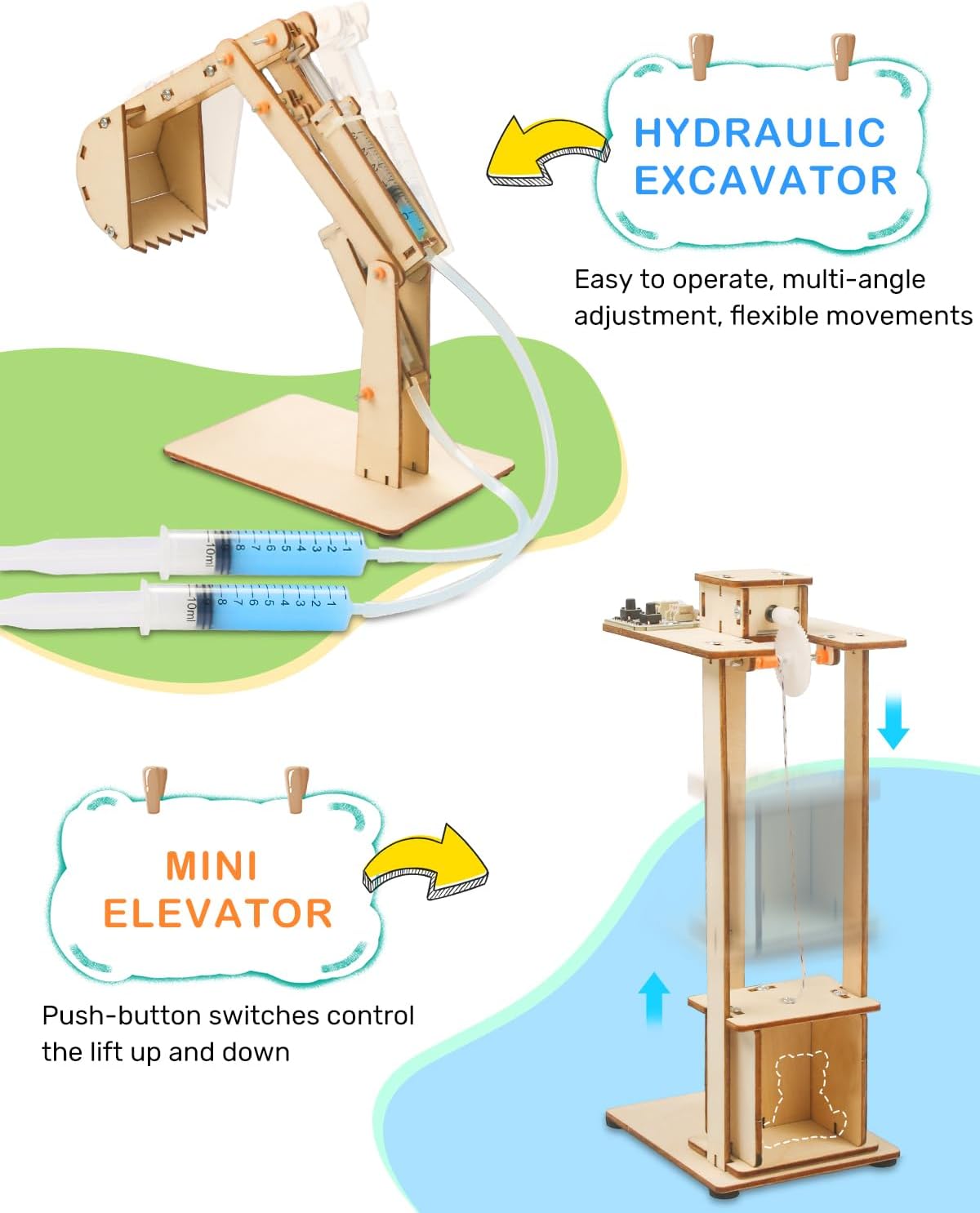 Poraxy 5 Set STEM Science Kits for Kids Age 8-12, Wooden Building STEM Projects 8-10, 3D Puzzles, Experiment Circuits Model, Toys for Ages 8-13, Gifts for Boys and Girls 6 7 8 9 10 11 12 13 Years Old
