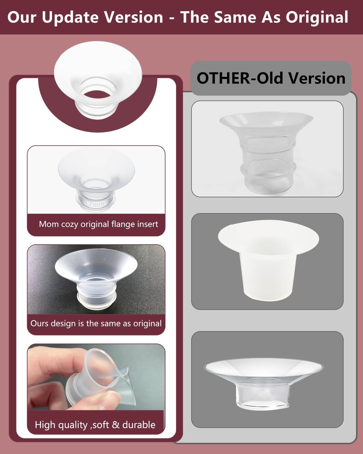 10Pcs Flange Insert 14/16/18/20/22mm*2 Compatible with Momcozy M5/M9/M6/V2 Pro/V2 pro/S12 Pro/S9 Pro/Spectra/Medela/eufy/Elvie/Lansinoh/Paruu P10 Breast Pump,and Most 24mm Shields