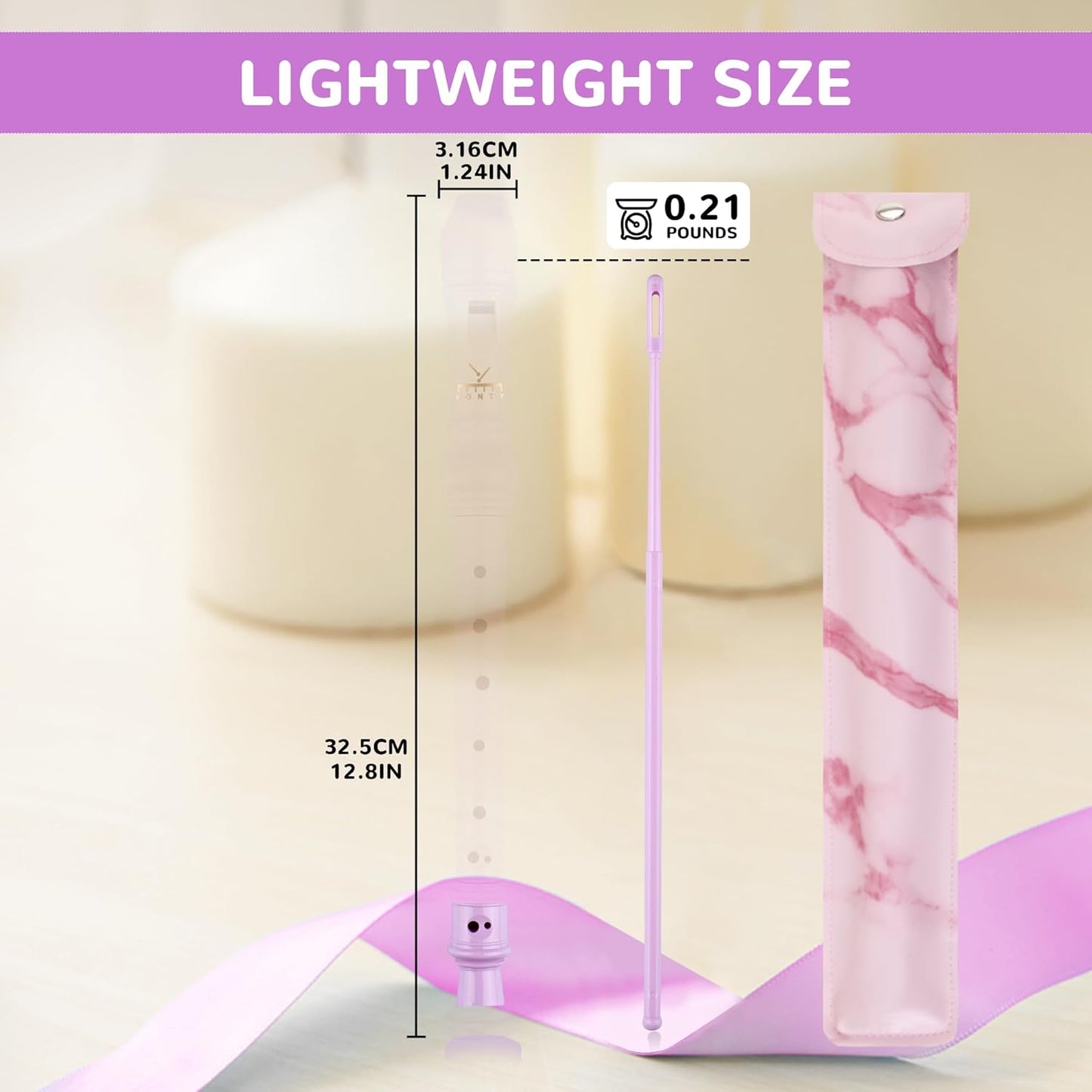 Soprano Recorder 8-Hole Instrument for Beginners Kids Students, Baroque Style C Key Flute with Cleaning Rod & acking Bag for Education & Entertainment - Amethyst