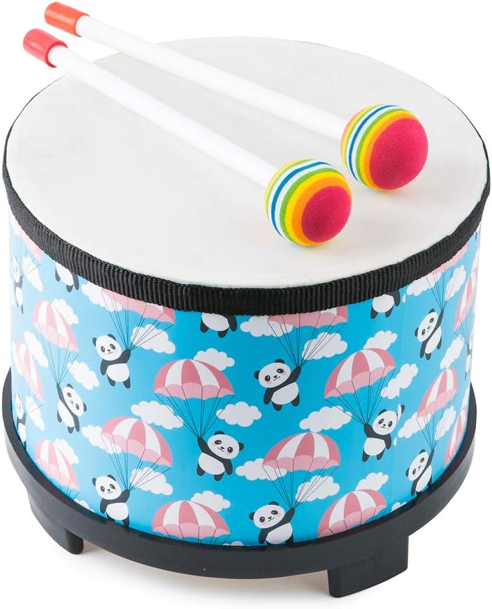 Kids Floor Tom Drum Toddlers: Baby Music Toys 8 inch Percussion Instrument Child Drums - Montessori Toys Wooden Drum for Preschool Educational Birthday (Blue 8" )