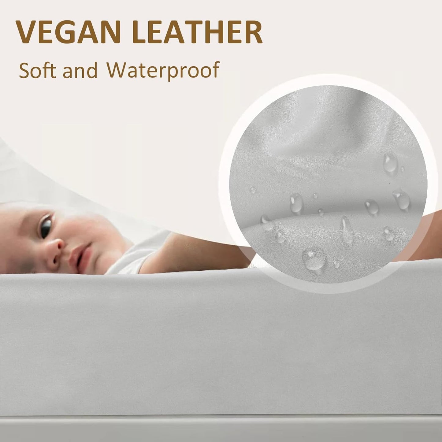 Owlowla Changing Pad Cover,Waterproof Changing Pad Covers-Soft Leather Diaper Changing Table Cover,Fits Standard Changing Pads for Baby Boy Girl（Light Gray）