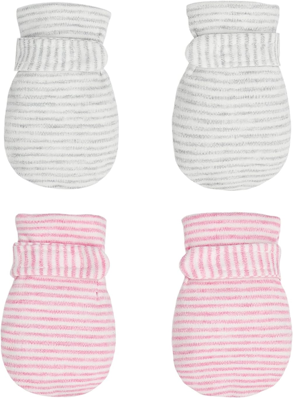 Newborn Baby No Scratch Mittens Stay On, 100% Cotton Breathable, Adjustable Infant Gloves for Baby Boys Girls Mittens