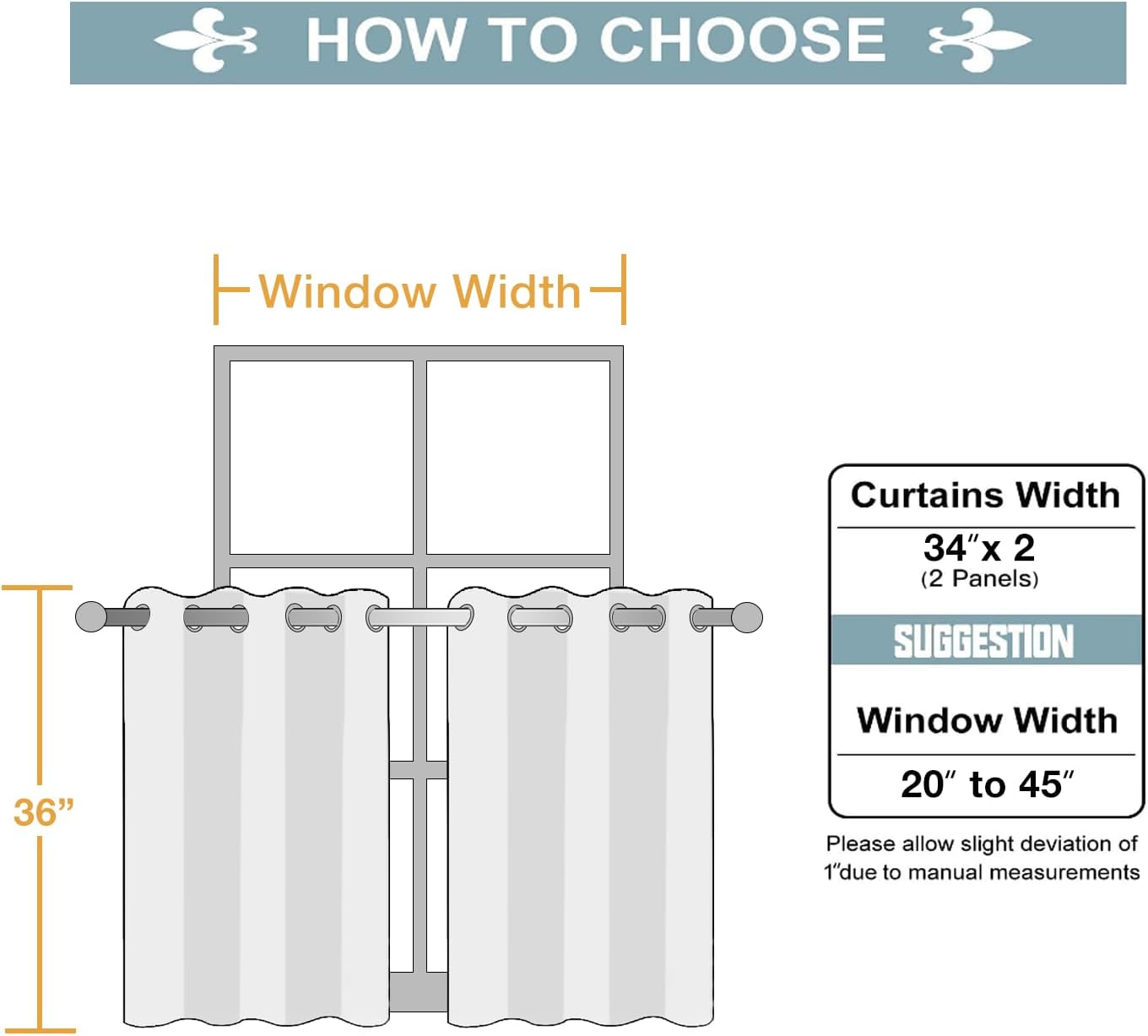 ChrisDowa Small Window Curtains for Kitchen and Bedroom - Grommet Short Thermal Insulated Room Darkening Curtains (2 Panels, Beige, 34 x 36 Inch)