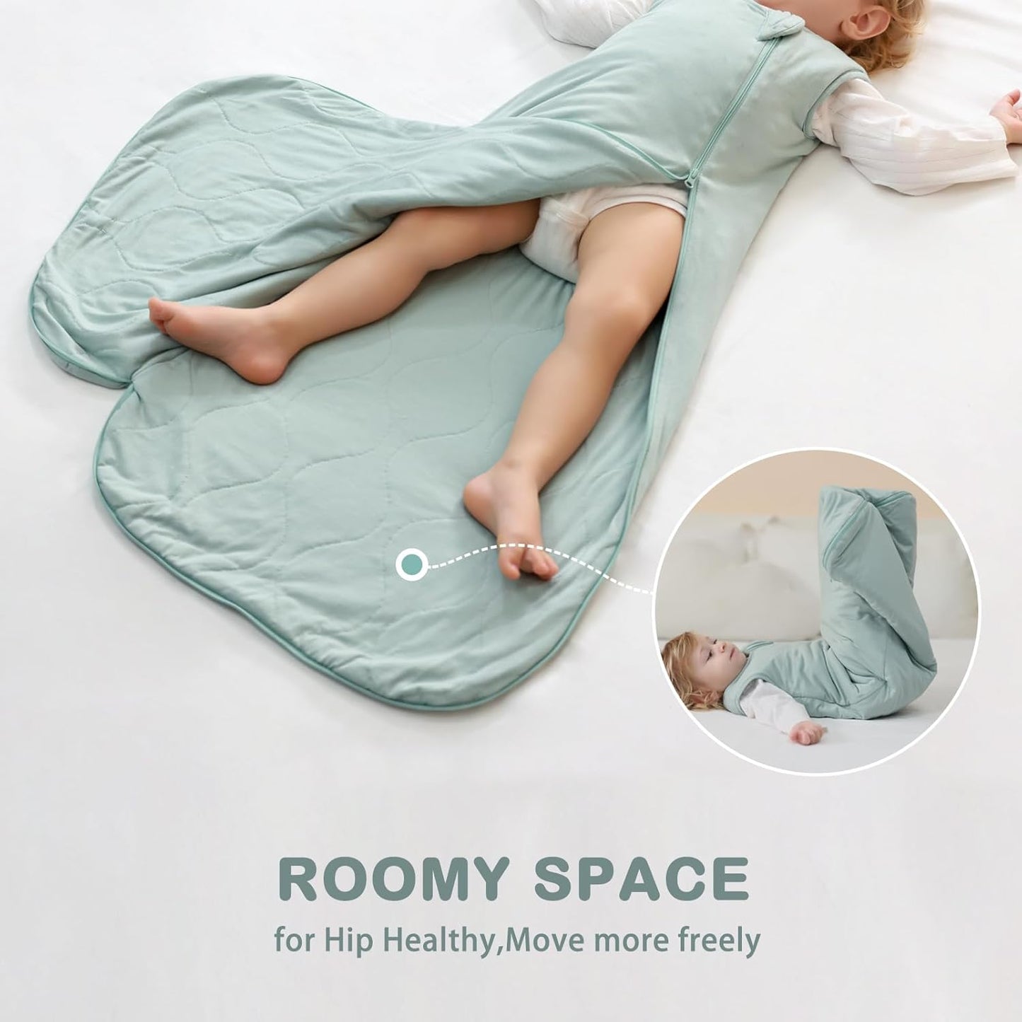 Mosebears Unisex Baby Sleep Sack 1.0 TOG, Supersoft Rayon Made from Bamboo Wearable Blanket with 2-Way Zipper(Sage,6-18 Months)