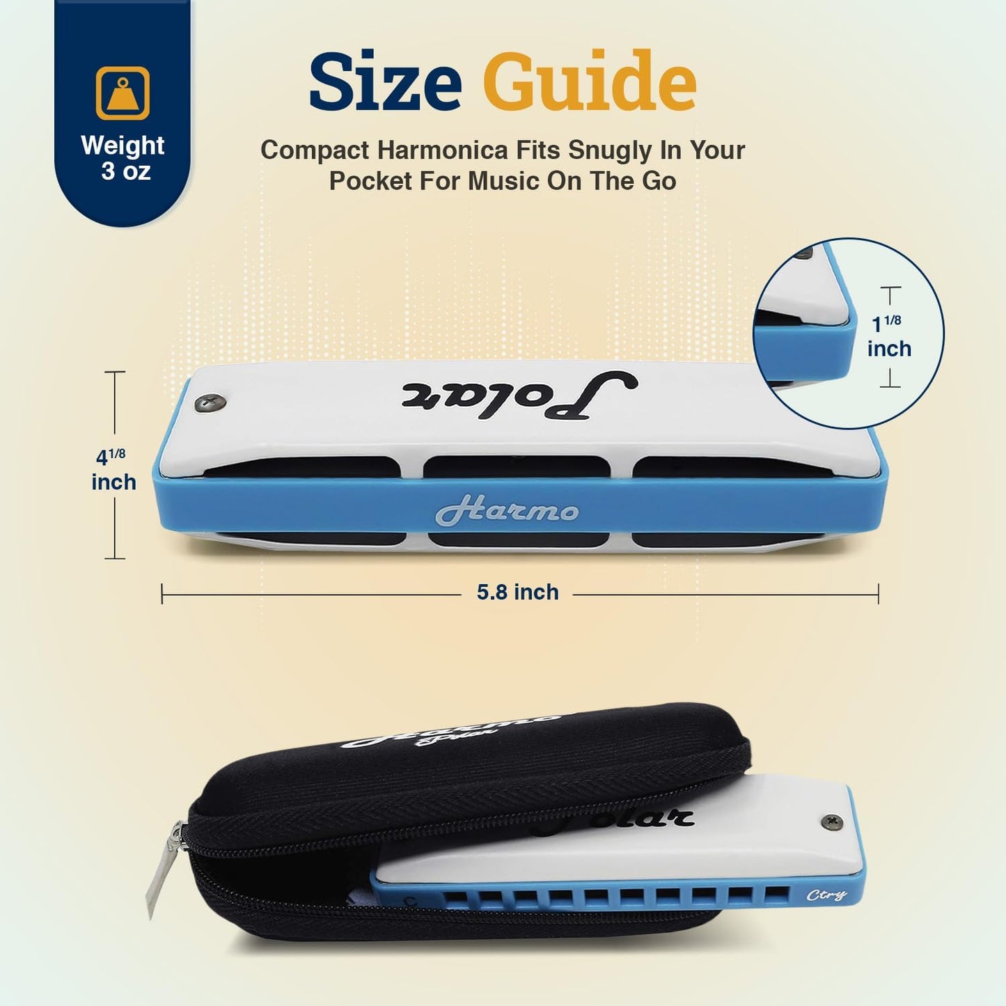 Harmo Polar Diatonic Harmonica Key of Eb, Super Country Tuned - Ideal for Bluegrass, Jazz, and Celtic Music, Mouth Organ With Case, Harmonica for Adults, Beginners & Professionals