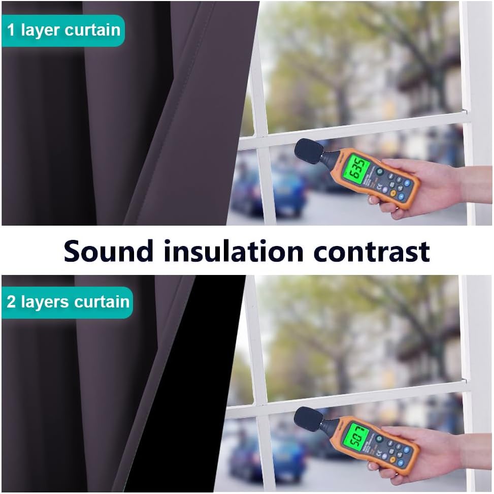 NICETOWN 100% Blackout Window Curtain Panels, Greyish Purple, 2 Pieces, 52" Wide Per Panel, Full Light Blocking Drapes with Black Liner for Nursery, 72" Drop Thermal Insulated Draperies