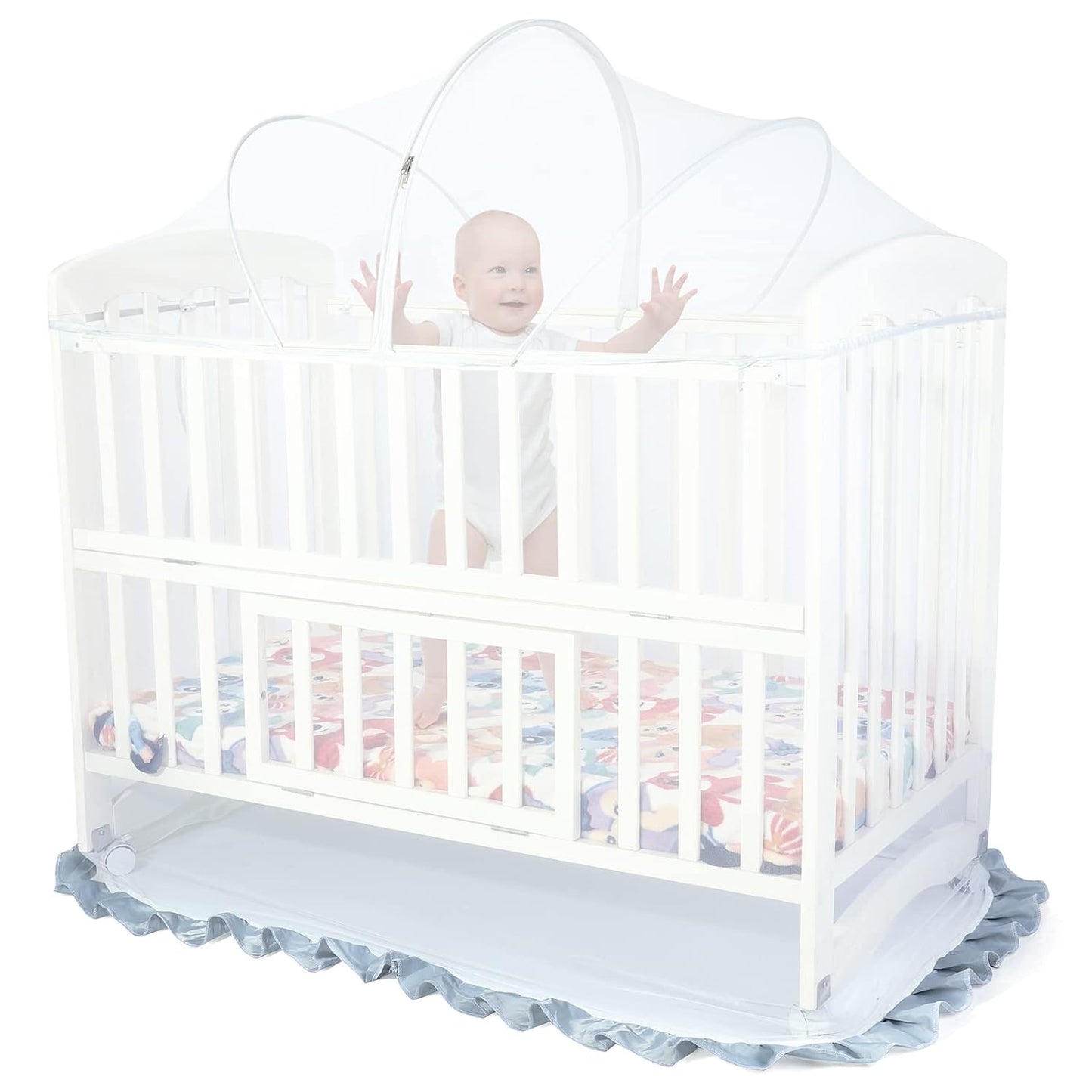 Orzbow Crib Tent Safety Net, Encrypted Crib Mosquito Net to Keep Baby in, Crib Cover with Two-Way Zippers, Durable, Strong, Keep Baby Infant from Climbing Out, Falls and Mosquito Bites, White
