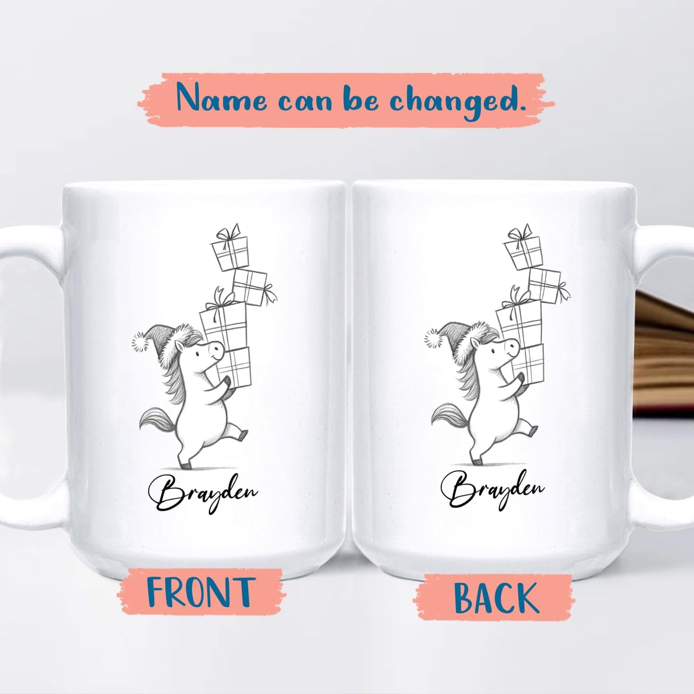 Awesome Horse Coffee Mug Gift for Horses Lovers Brother Sister Birthday Christmas, Personalized Horses Accent Teacup, Customized Name Horse Ceramic Mug 11Oz 15Oz, Cute Animal White Cup Gift For Kids