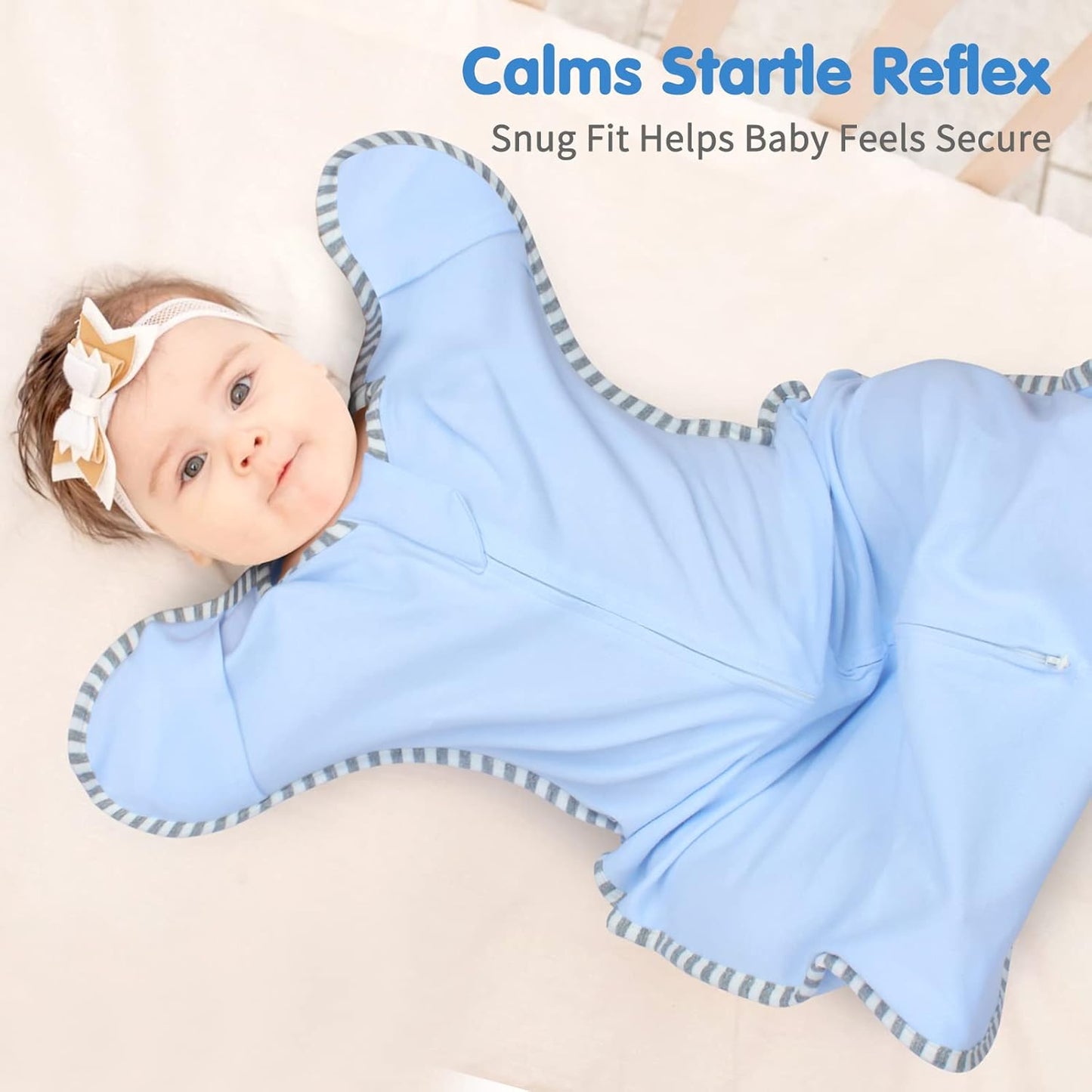 Transition Swaddle, Baby Sleep Sack 3-6 Months Arms up Swaddle 2-Way Zipper 100% Cotton Arms in/out, 0.8 Tog Baby Swaddles Sleep Sack for Boy Girl, 2-Pack Transitional Swaddle Sack (Medium 14-20lbs)