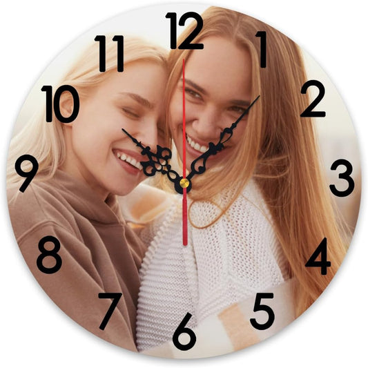 Generic Custom Clocks for Walls Personalized Wall Photo Customized Round Clock for Birthday Wedding Present Family Friends Gifts, 12x12Inch