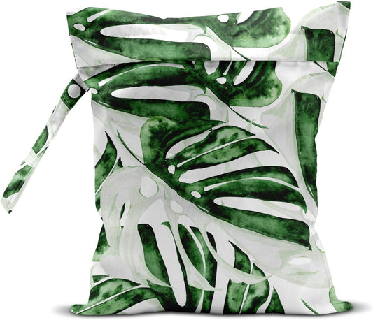 Wet Bag, Wet Dry Bag, Wet Bag for Swimsuit, Travel, Beach, Pool, Diapers, Dirty Yoga Gym Clothes, Makeup Bag, Waterproof Tropical Palm Leaves Decor Jungle Palm Leaf Favors