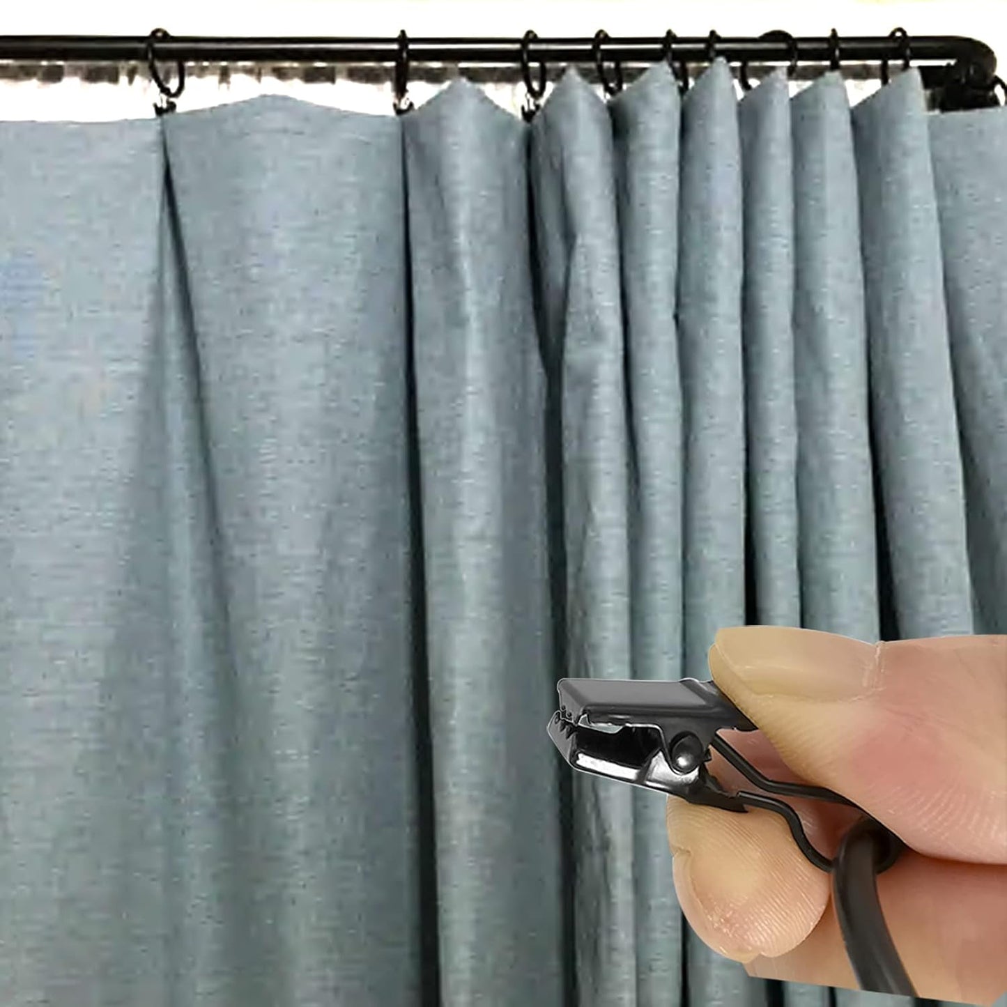 40 Pack Black Curtain Rings with Clips, Curtain Hooks Hangers Clip Rings for Hanging Drapes Bows Hat, Drapery Rings 1.5 in I D, Fits up to 1.2 in Diameter Curtain Rod.