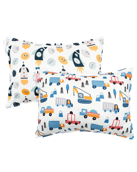 ALVABABY Toddler Pillowcases Stretchy Soft Kids Pillow Cover 2 Pack Fit 13"x 18" or 12"x16" Envelope for Girl Boy Sleepy Travel 2TPE22A