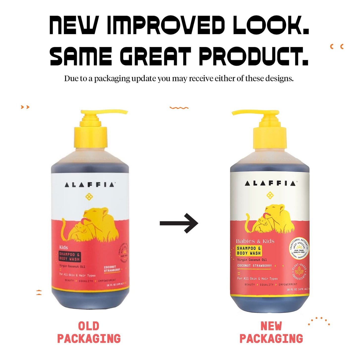 Alaffia Babies and Kids Shampoo and Body Wash, Gentle and Calming Support for Soft Hair and Skin with Shea Butter, Neem, and Coconut Oil, Fair Trade, Coconut Strawberry, 16 Fl Oz