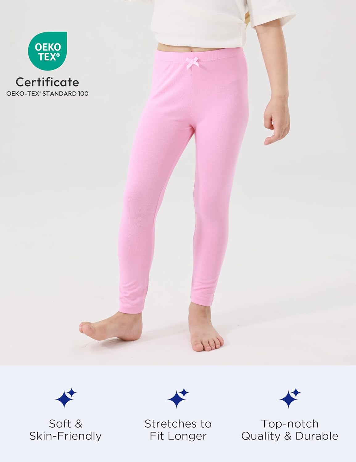 Toddler Girls Leggings 2-Pack Bamboo Viscose Little Girls Casual Stretch Pants