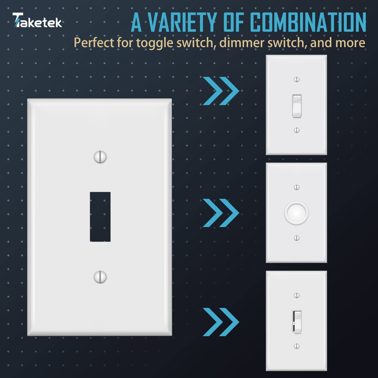 Toggle Light Switch Covers, Electric Light Switch Plates, Single Switch Plate Covers, Electrical Lightswitch cover plate, Wall Plates for Light Switches, Standard Size 1 Gang, White, 10 Pack