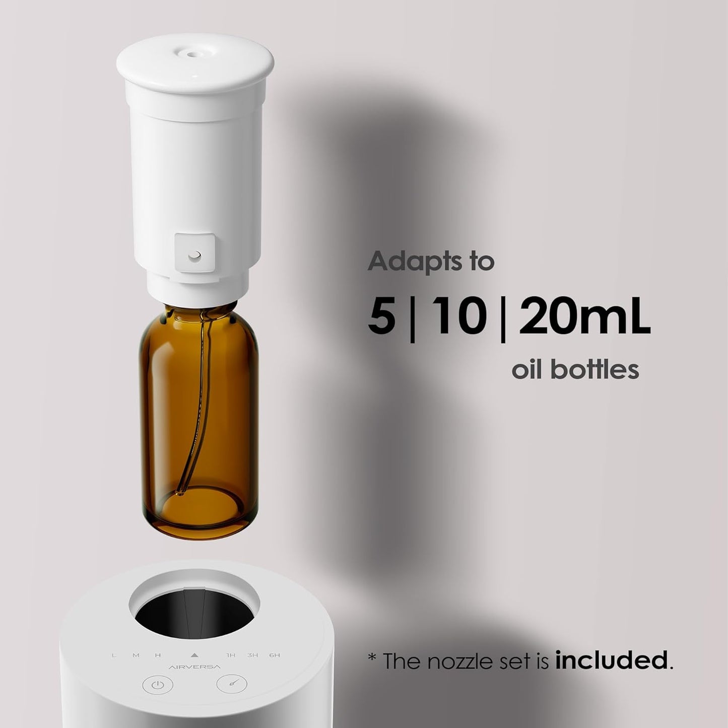 Waterless Diffuser for Essential Oil, Battery Operated Nebulizer, 0.7 Fl.Oz./ 20mL Capacity, Mini Scent Air Machine, 3 Countdown Timers & 3 Mist Levels for Home, Room, Car, Office - AN6 Green Lily