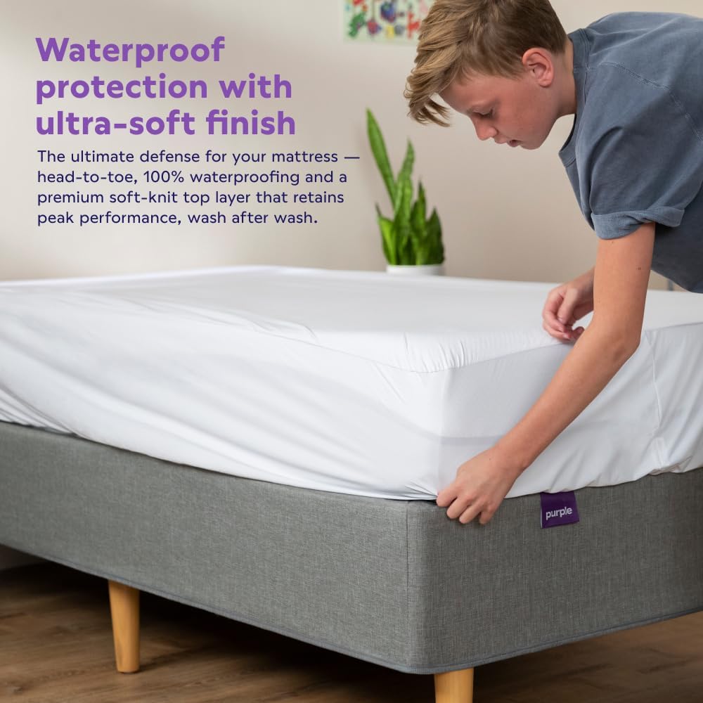 Purple Deep Pocket Waterproof Mattress Protector - King Size, Fits Mattresses 15.5" - 20" - Durable Protection with Comfort-First Design for All Mattress Types