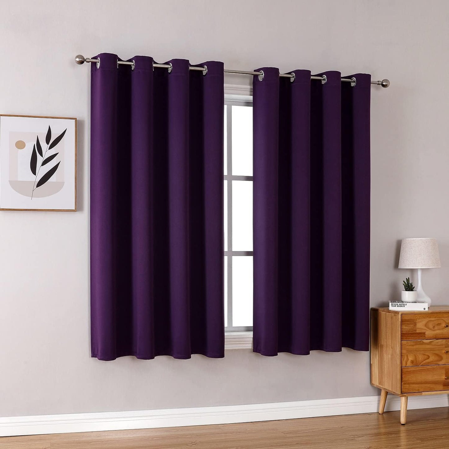 ChrisDowa Grommet Blackout Curtains for Bedroom and Living Room - 2 Panels Set Thermal Insulated Room Darkening Curtains (Royal Purple, 52W x 63L)