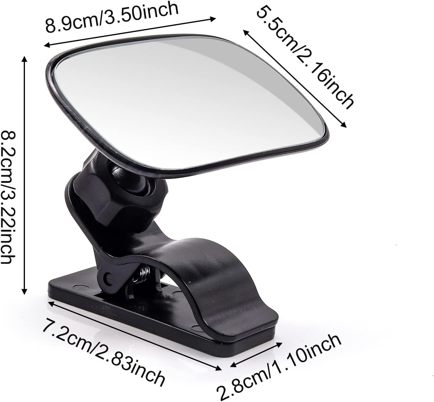 Car Interior Rearview Baby Mirror, Universal Wide Angle Convex Mirrors Clip On Mirror for Infant Toddler Child Backseat, 360° Freely Adjustable. (Black)