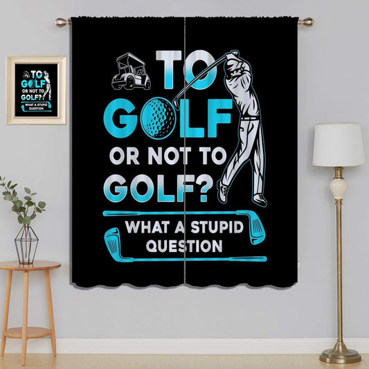 Golf Blackout Curtains for Boy Girl Room Darkening Decor,Sports Themed Golfers and Cars Bedroom Living Room Home Rod Pocket Thermal Insulated Window Curtain/Drapes Panel,84x72 Inch…