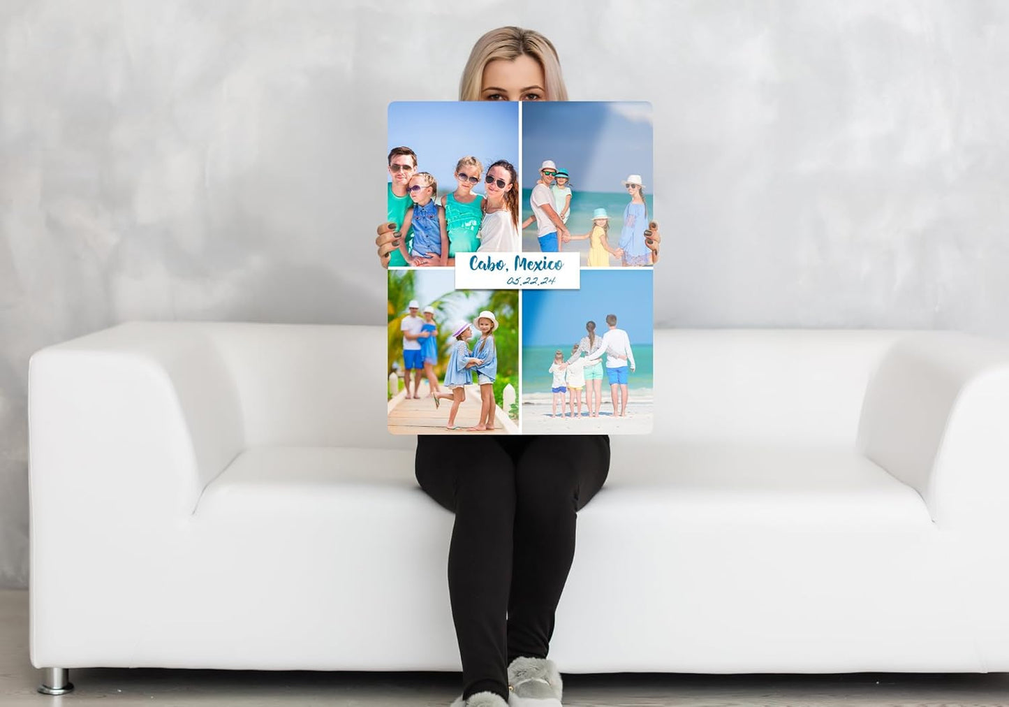 MUNDAZE Custom Collage Metal Poster, Personalized Photo Prints with Text, Glossy Aluminum, Customize with Your Own Pictures, Great Gift for Family, Friends, Ships From USA 18.75" X 15"