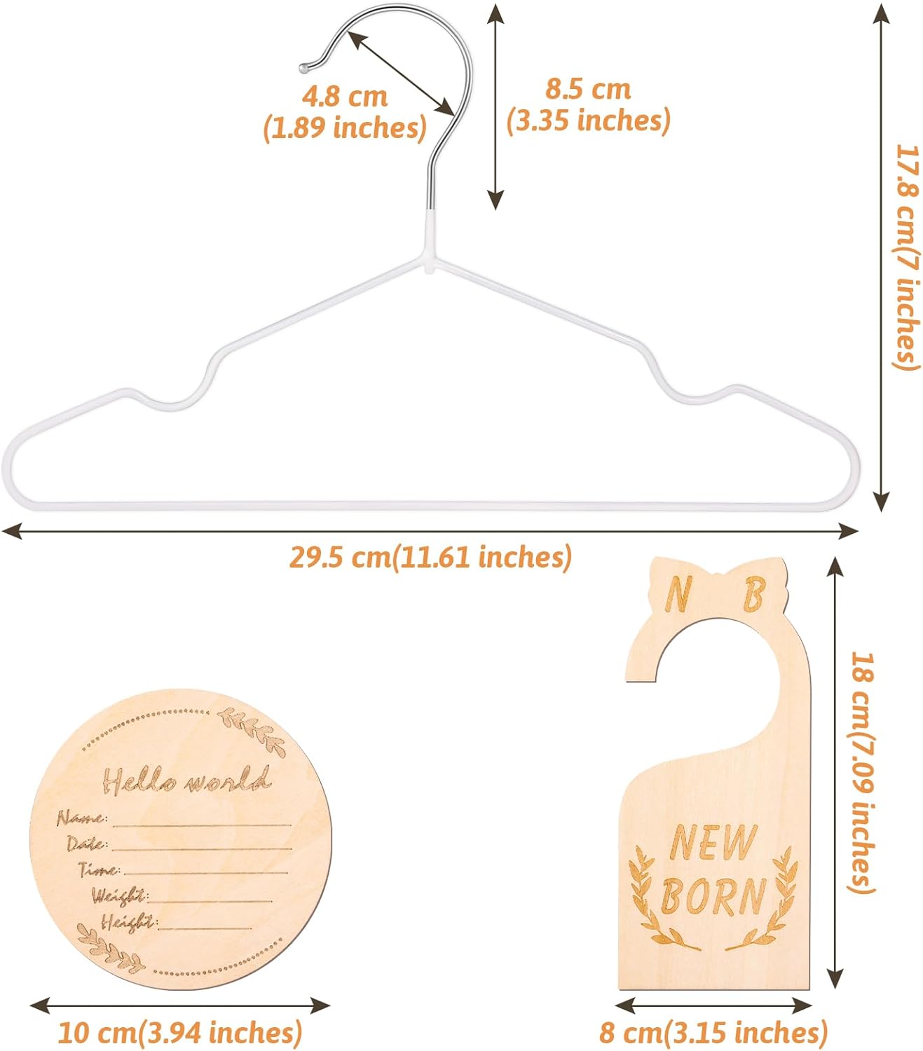 8Pcs Wooden Baby Closet Dividers for Baby Clothes Organizer, and 30Pcs Baby Hangers, Baby Closet Organizer Baby Clothes Dividers for New Mom Dad Parents, 0-24 Months, Large, SL0058