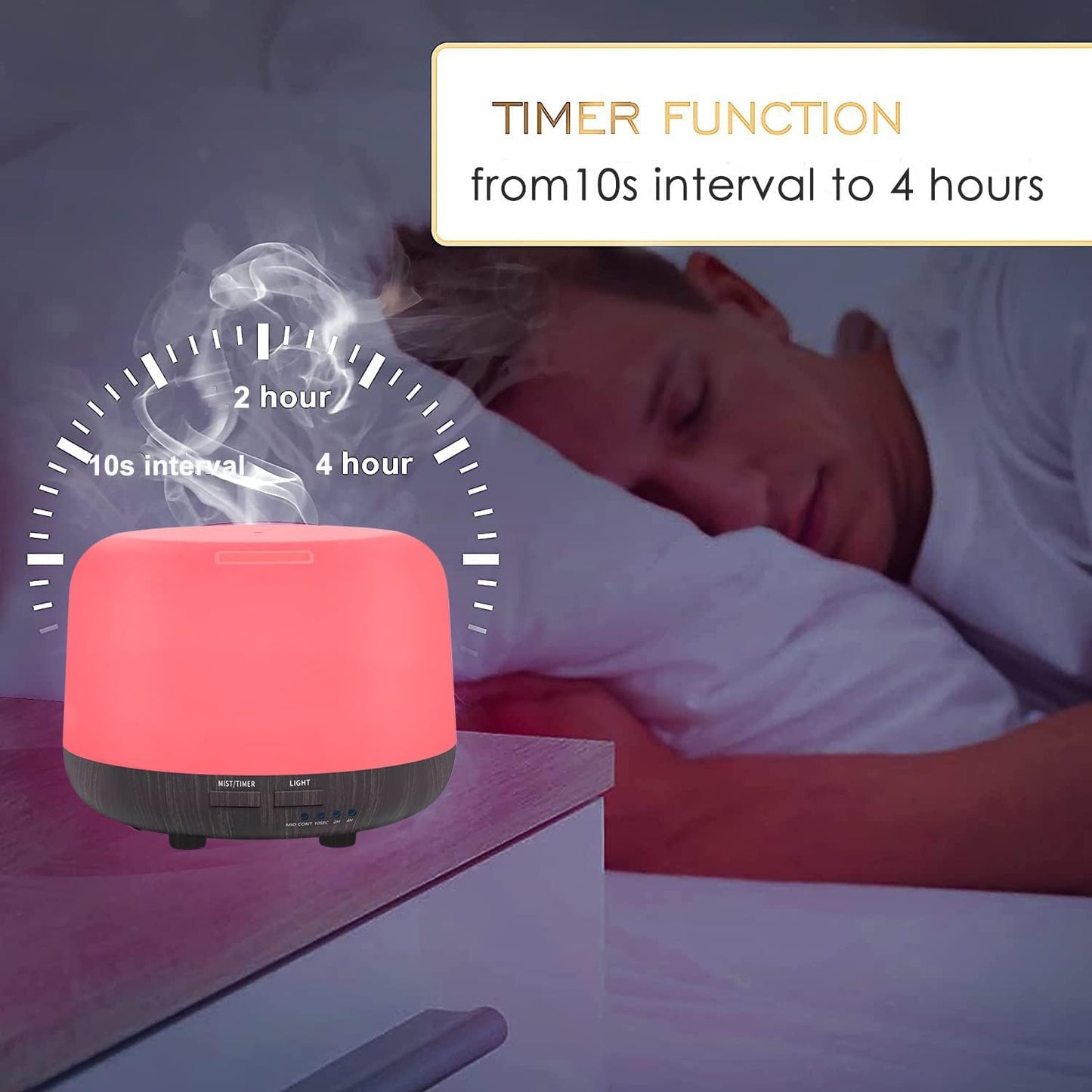 300ML Remote Control Air Diffusers for Essential Oil, Aroma Ultrasonic Scent Diffuser, Aromatherapy Humidfier Diffuser, 7 Color Changing LED Light, Auto-Off, Timer for Home, Room, Office, Kids