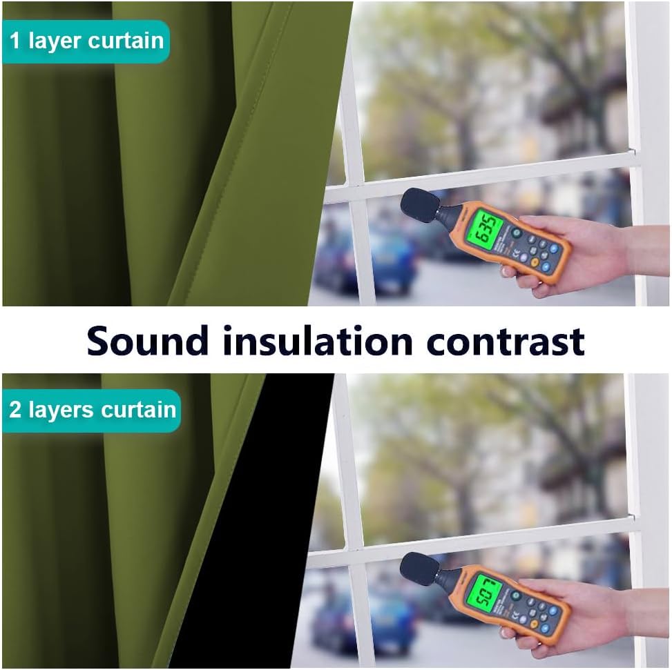 NICETOWN Total Shade Curtains and Draperies, Olive Green, Package of 2, 62 inches Wide x 95 inches, LongHeavy-Duty Full Light Shading Drapes with Black Liner Backing for Villa/Hall/Dorm Window