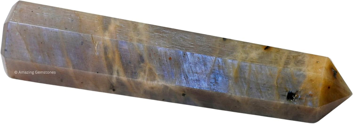 Amazing Gemstone Sun Moonstone Crystal Towers - Natural Healing Crystal Point Obelisk for Reiki Healing and Crystal Grid (3 Inch)