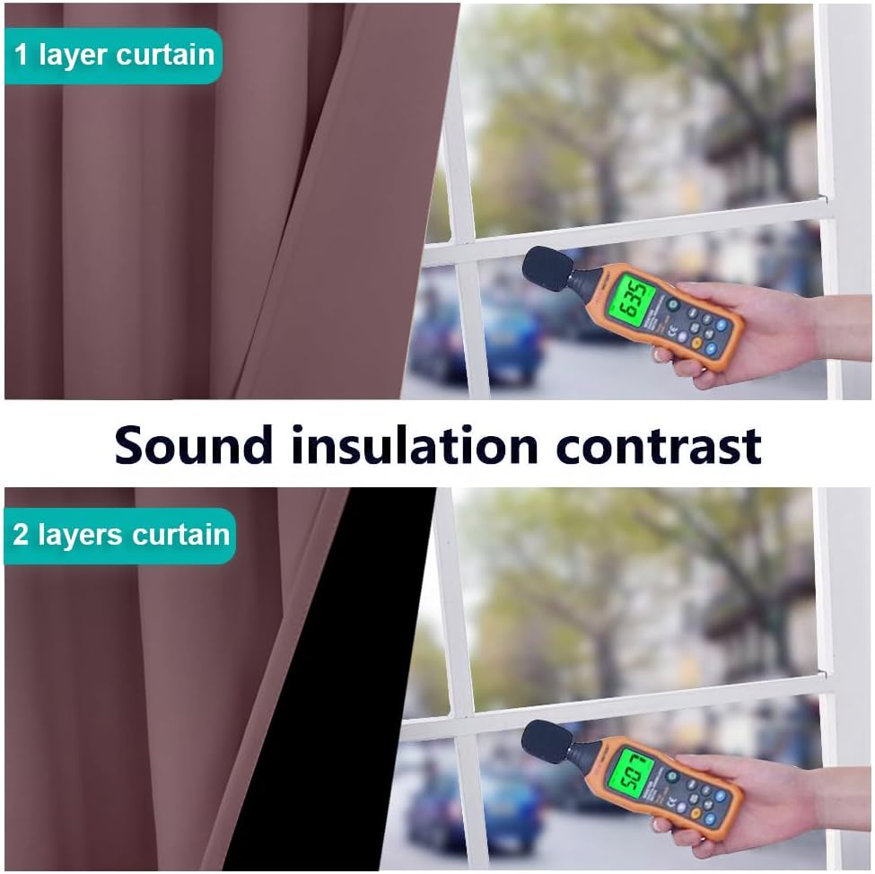 NICETOWN 100% Blackout Blinds, Set of 2, 46" x 96", Dry Rose, Laundry Room Decor Window Treatment Curtains for Large Patio Sliding Door, Thermal Insulated Curtains for Bedroom